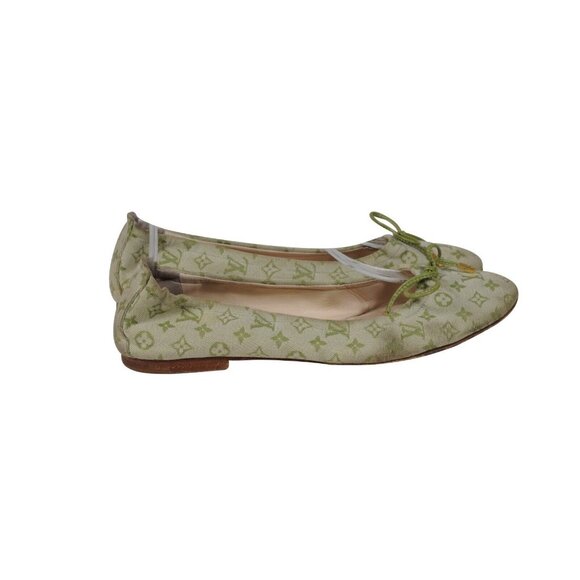 Louis Vuitton Womens Ballet Flats US 7 EU 36.5 Green Mini Lin Monogram Slippers - Picture 8 of 10